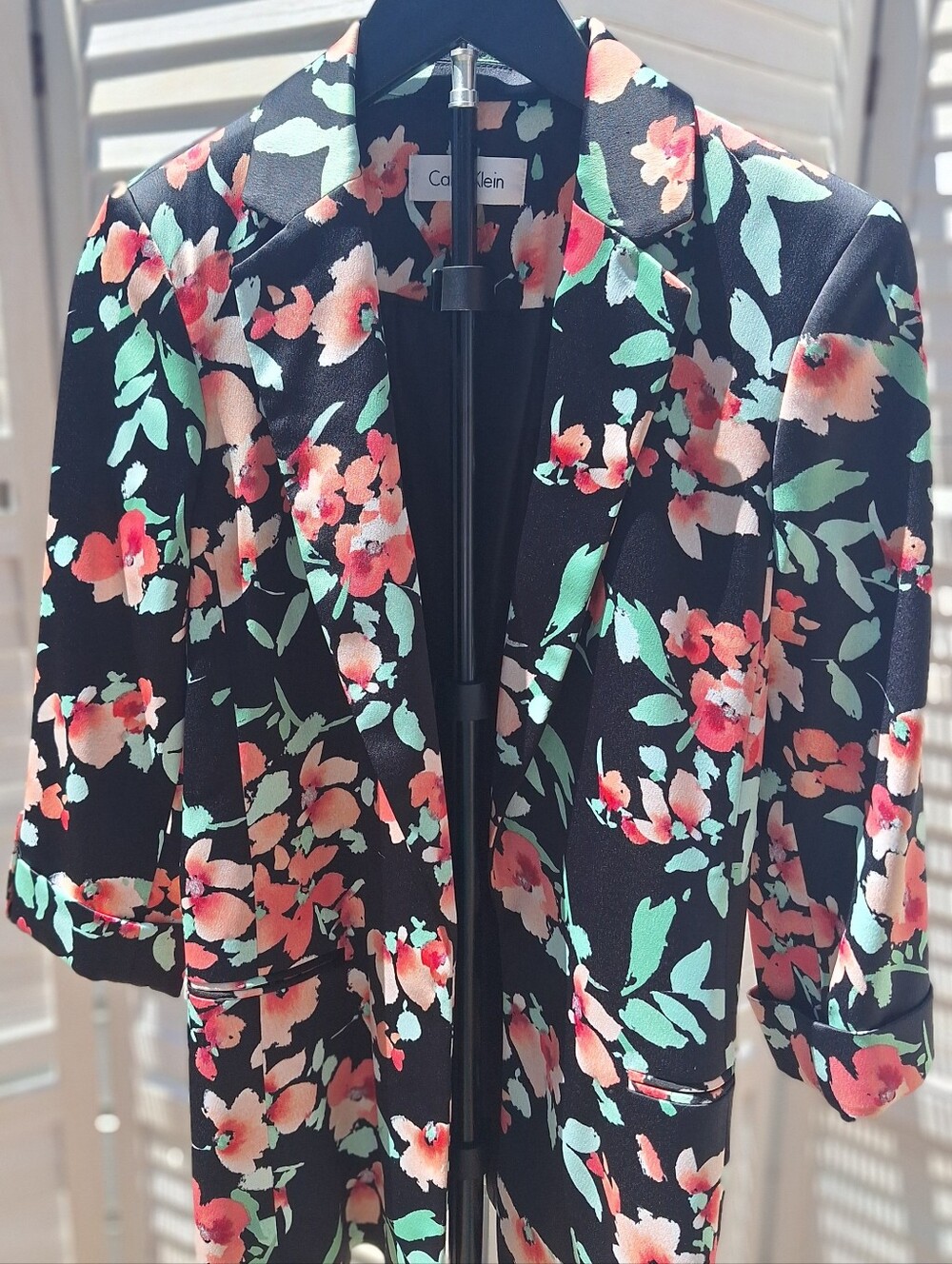 Calvin Klein Black Blazer with Coral & Mint Floral Print